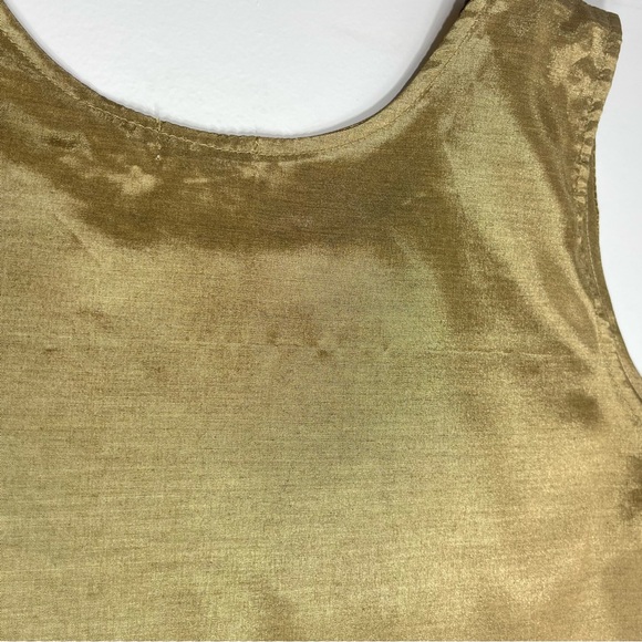 THAI SILK Women's  Beautiful Tank Top Shirt Bronze Gold Size Large - Picture 8 of 10